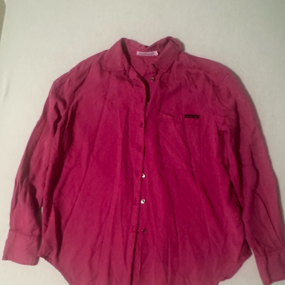Calvin Klein Jeans Fuchsia Button-Down Over Sized Shirt
